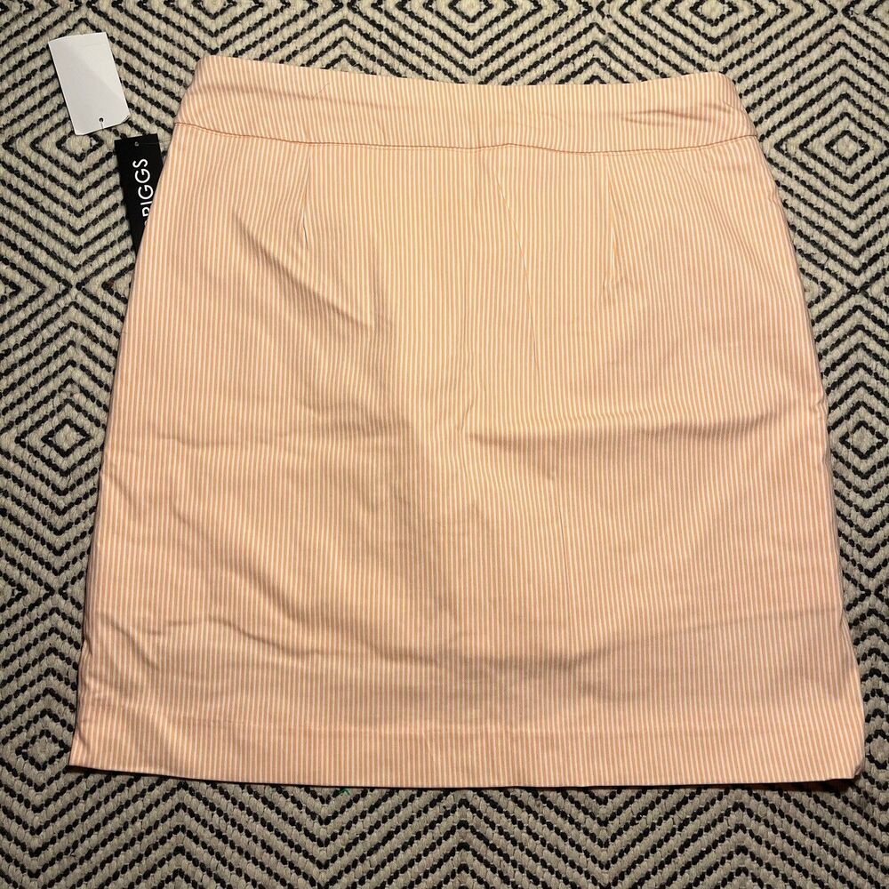 NEW Preppy Coastal Orange White Pinstripe Mini sports Skort Shorts Size 10 golf